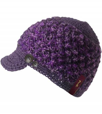 Skullies & Beanies Women's Mountain Girl- Hand Crocheted Brim Beanie - Purple - CW11K6ICBOB $32.77