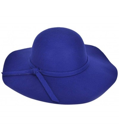 Sun Hats Fashion Women Ladies Floppy Wide Brim Wool Felt Bowler Beach Hat Sun Cap Summer Outfits - A1-blue - C818HHAE4KA $14.47