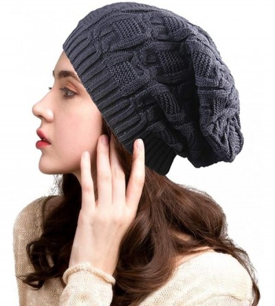 Skullies & Beanies Winter Beanie Double Layer Slouchy - C Dark Gray - C218L2DHLS6 $9.35