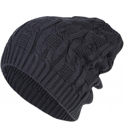 Skullies & Beanies Winter Beanie Double Layer Slouchy - C Dark Gray - C218L2DHLS6 $9.35