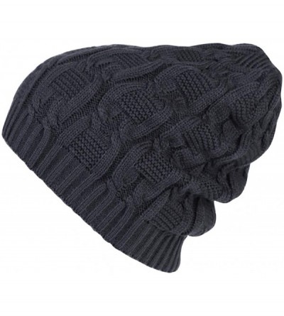 Skullies & Beanies Winter Beanie Double Layer Slouchy - C Dark Gray - C218L2DHLS6 $9.35