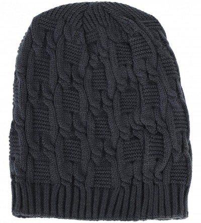 Skullies & Beanies Winter Beanie Double Layer Slouchy - C Dark Gray - C218L2DHLS6 $9.35