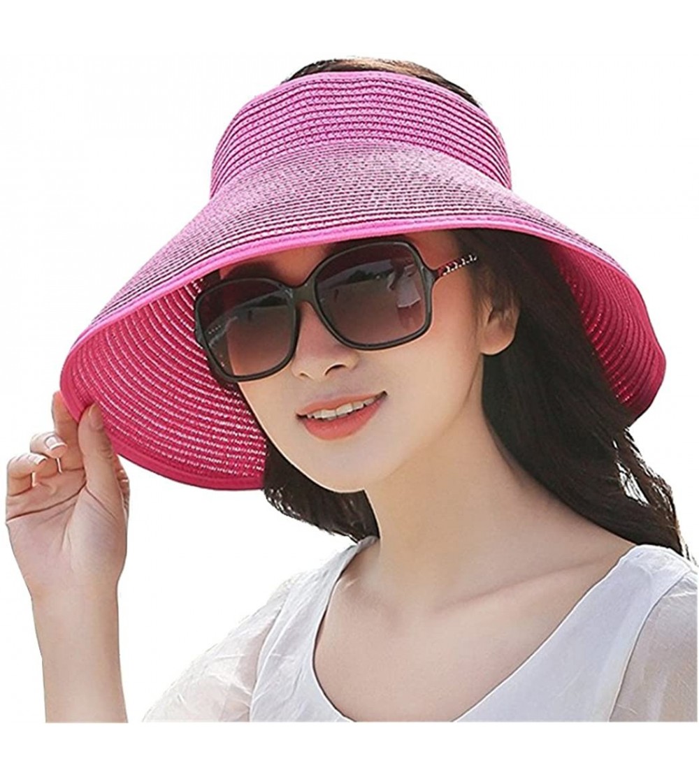 Sun Hats Women Sports Sun Visor Cap Sweat-Absorbent Baseball Travel Adjustable Hat - Model 2 Rose Red - CK18363I8KU $7.64