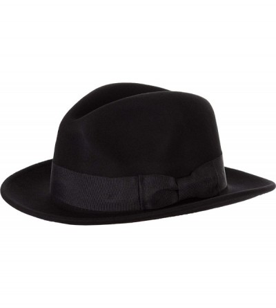 Fedoras Mens Godfather Milano Wool Felt Fedora Grosgrain Band Center Winter Hat - Black - CV18LHMQAG6 $74.27