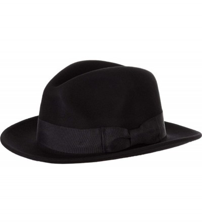 Fedoras Mens Godfather Milano Wool Felt Fedora Grosgrain Band Center Winter Hat - Black - CV18LHMQAG6 $31.46