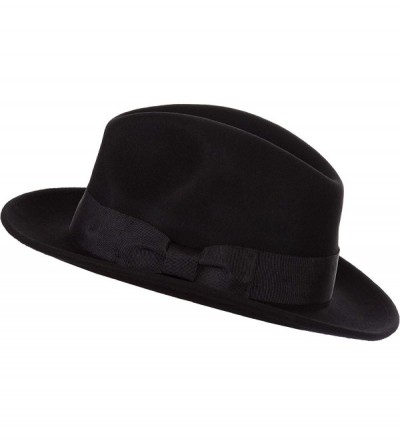 Fedoras Mens Godfather Milano Wool Felt Fedora Grosgrain Band Center Winter Hat - Black - CV18LHMQAG6 $66.41