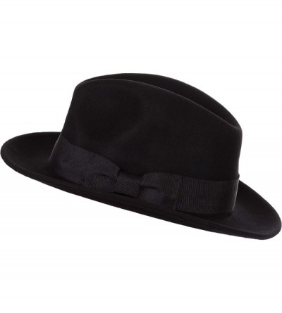 Fedoras Mens Godfather Milano Wool Felt Fedora Grosgrain Band Center Winter Hat - Black - CV18LHMQAG6 $31.46