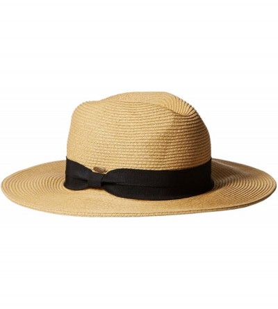 Fedoras Lightweight Solid Color Band Braided Panama Fedora Sun Hat - Dark Natural/Black - C511WWYGPDF $17.46