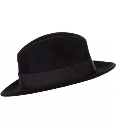 Fedoras Mens Godfather Milano Wool Felt Fedora Grosgrain Band Center Winter Hat - Black - CV18LHMQAG6 $31.46