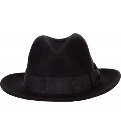 Fedoras Mens Godfather Milano Wool Felt Fedora Grosgrain Band Center Winter Hat - Black - CV18LHMQAG6 $31.46