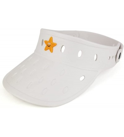 Visors Durable Adjustable Floatable Summer Visor Hat with Starfish Snap Charm - White - CL17YYHLCRO $37.66