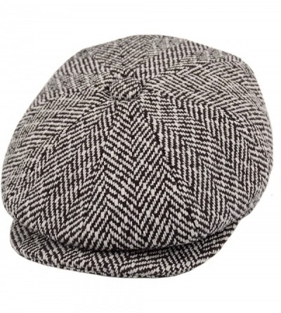 Newsboy Caps Men's Wool Newsboy Cap- Herringbone Driving Cabbie Tweed Applejack Golf Hat - 1593-brown - C1188ZZW89W $19.73