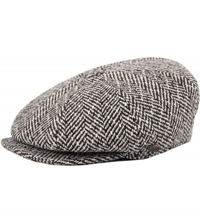 Newsboy Caps Men's Wool Newsboy Cap- Herringbone Driving Cabbie Tweed Applejack Golf Hat - 1593-brown - C1188ZZW89W $19.73