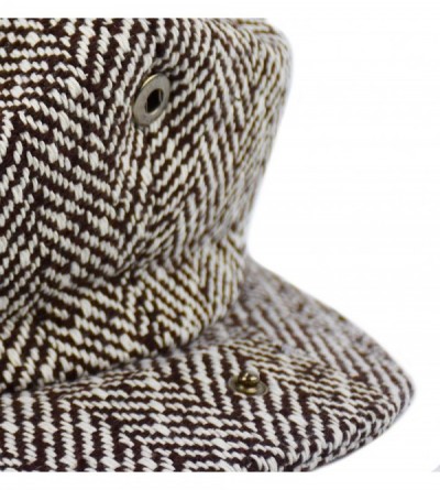 Newsboy Caps Men's Wool Newsboy Cap- Herringbone Driving Cabbie Tweed Applejack Golf Hat - 1593-brown - C1188ZZW89W $19.73
