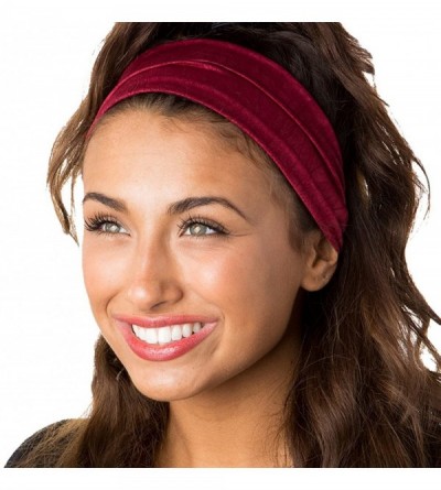 Headbands Adjustable & Stretchy Crushed Xflex Wide Headbands for Women Girls & Teens - Black & Burgundy Crushed 2pk - C41820G...