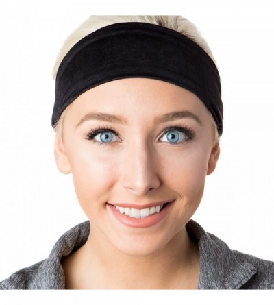 Headbands Adjustable & Stretchy Crushed Xflex Wide Headbands for Women Girls & Teens - Black & Burgundy Crushed 2pk - C41820G...