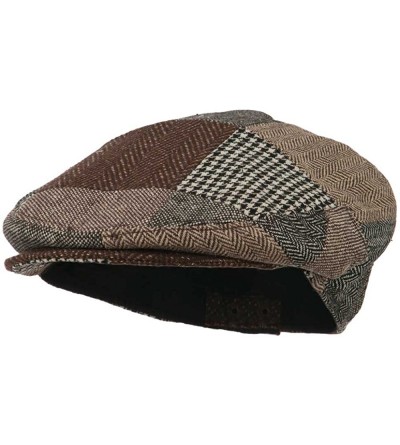 Newsboy Caps Men's Wool Blend Patchwork Ivy Cap - Brown Black - C111NY3GLZF $38.79