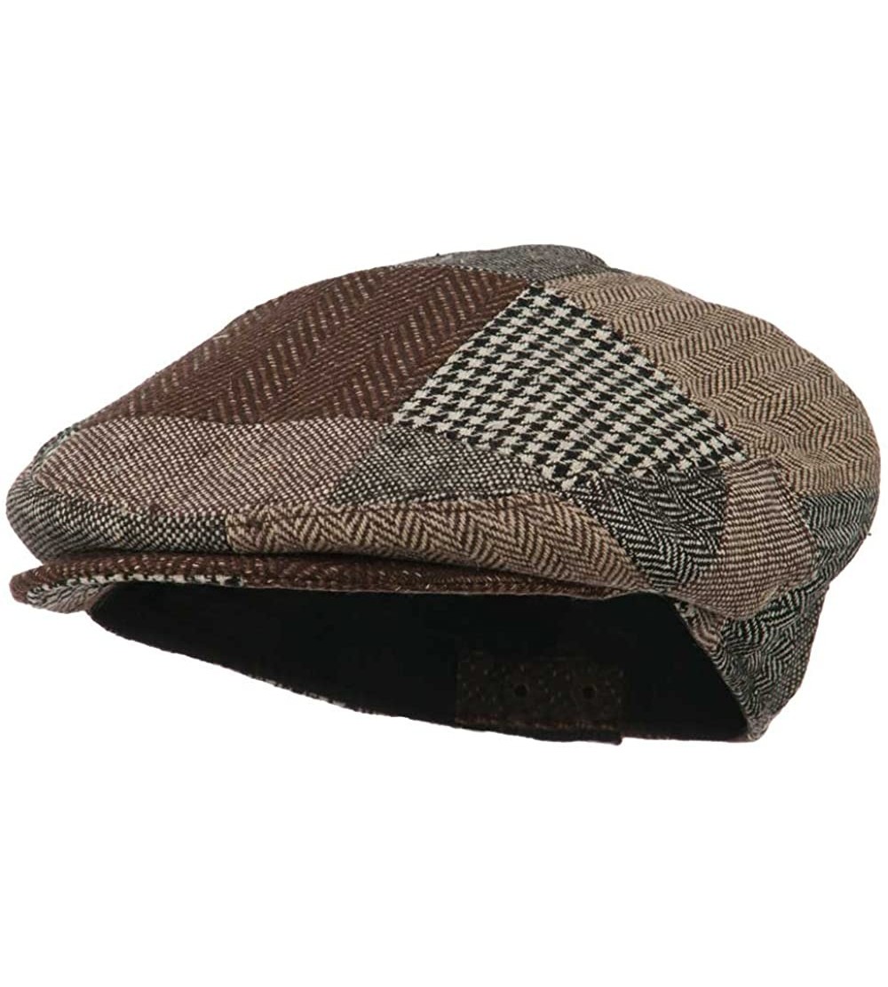 Newsboy Caps Men's Wool Blend Patchwork Ivy Cap - Brown Black - C111NY3GLZF $38.79