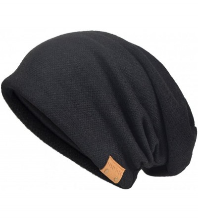 Skullies & Beanies Men Oversized Slouch Beanie Large Skullcap Knit Hat - Black - C818LHK3E2O $10.21