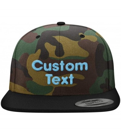 Baseball Caps Custom Embroidered 6089 Structured Flat Bill Snapback - Personalized Text - Your Design Here - Camouflage \ Bla...