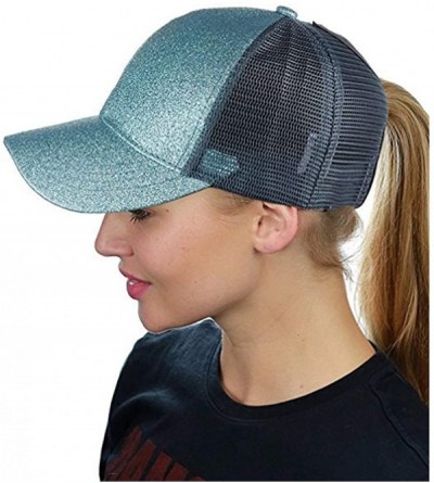 Baseball Caps Glitter Ponytail Messy High Buns Baseball Caps Adjustable Ponycap Womens Hats Baseball Caps - CL18QEC8SAZ $19.65