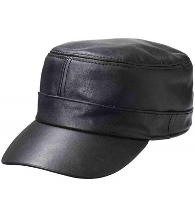Newsboy Caps Solid Genuine Lambskin Leather Cap - CJ1108ZKECX $13.01