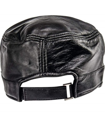 Newsboy Caps Solid Genuine Lambskin Leather Cap - CJ1108ZKECX $13.01