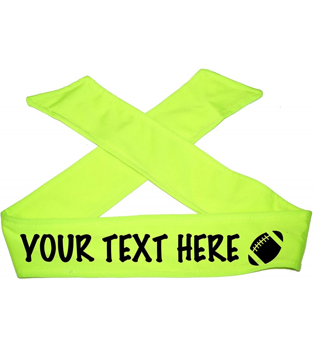 Headbands DESIGN YOUR OWN CUSTOM TIE FOOTBALL HEADBAND - NO SPARKLE FLAT LETTERS - FOOTBALL - Lime - CJ18644XGQQ $13.07