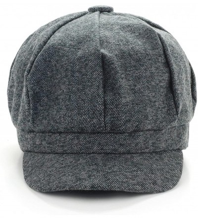 Newsboy Caps Gatsby Newsboy Hat Men Women Classic Herringbone Tweeb Flat Cap - D Black - CX185YCMZ86 $13.81