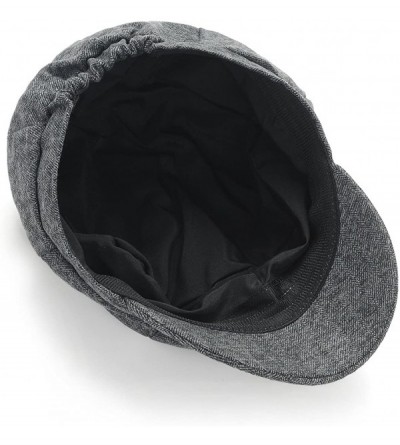 Newsboy Caps Gatsby Newsboy Hat Men Women Classic Herringbone Tweeb Flat Cap - D Black - CX185YCMZ86 $13.81