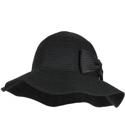 Sun Hats Waterproof Floppy Sun Hat w/UPF 50+ & Bow - Packable Crusher Summer Rain Cap - Black - CP18OWTLAK2 $34.10