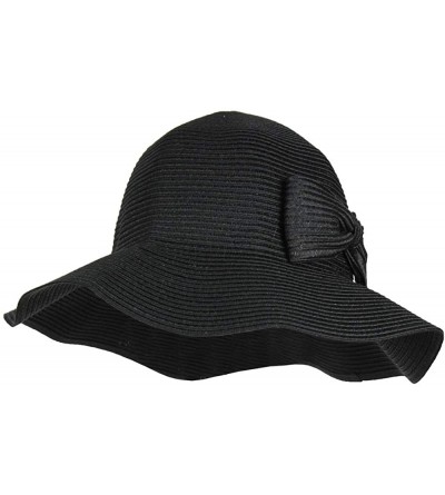 Sun Hats Waterproof Floppy Sun Hat w/UPF 50+ & Bow - Packable Crusher Summer Rain Cap - Black - CP18OWTLAK2 $18.46