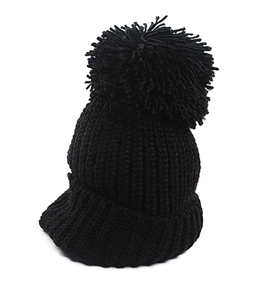 Skullies & Beanies Warm Cuffed Baggy Winter Beanie Knit Crochet Ski Women Lady Hat Cap - Black - CA11OOKS6KF $8.07