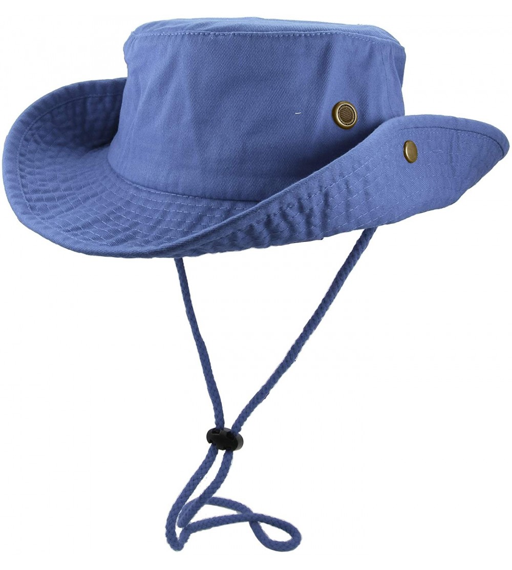 Sun Hats 100% Cotton Stone-Washed Safari Booney Sun Hats - Sky Blue - CJ18HXZGKY9 $12.21