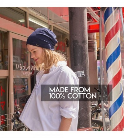 Skullies & Beanies Summer Beanie for Men & Women - Slouchy Lightweight Chemo Cotton Hipster Fashion Knit Hat - Black - CO180W...