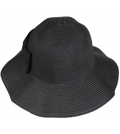 Sun Hats Waterproof Floppy Sun Hat w/UPF 50+ & Bow - Packable Crusher Summer Rain Cap - Black - CP18OWTLAK2 $18.46