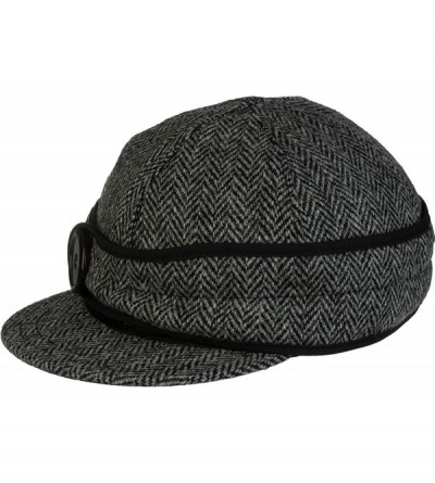 Newsboy Caps Wo Button Up Cap with Harris Tweed - Lowell - CD121RDWDZF $50.07