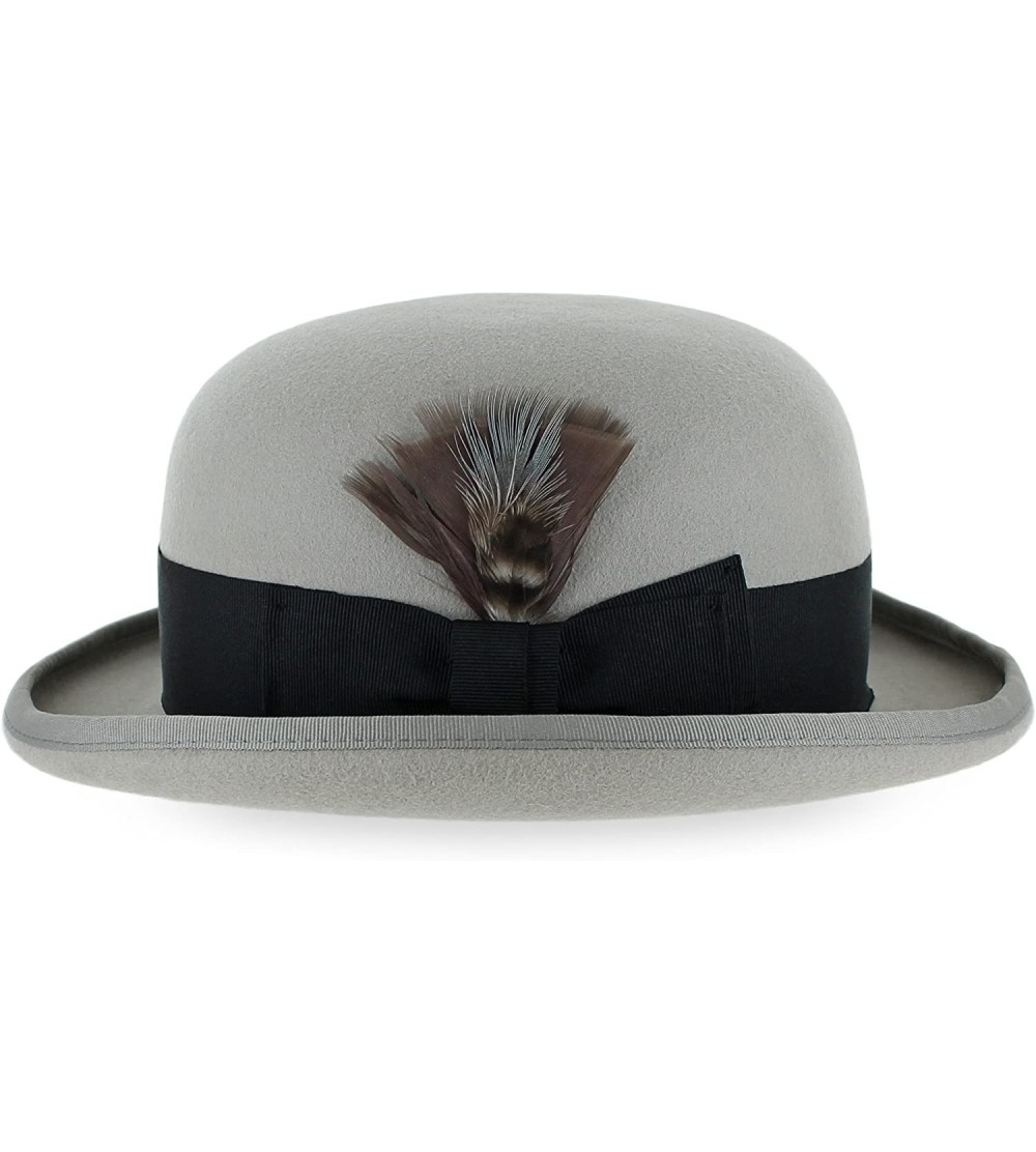 Fedoras Belfry Bowler Derby 100% Pure Wool Theater Quality Hat in Black Brown Grey Navy Pearl Green - Pearl - CQ1803L597A $50.51