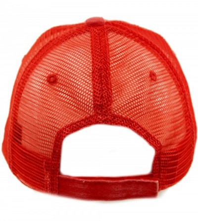 Baseball Caps Unisex Distressed Low Profile Trucker Mesh Summer Baseball Sun Cap Hat - Red - CJ17YLLQSR8 $11.64