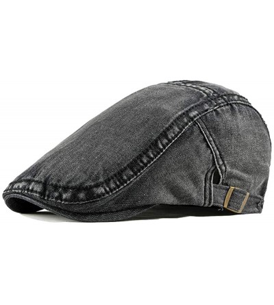 Newsboy Caps 2 Pack Mens Denim Cotton Newsboy Cap Ivy Gatsby Driving Hunting Cabbie Hats - 2 Pack-c - C9199TYGAND $18.74