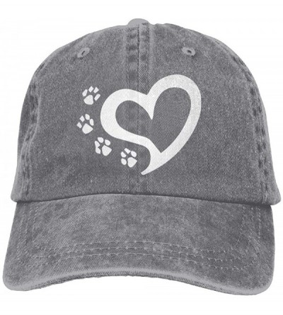 Baseball Caps Unisex Baseball Cap Denim Fabric Hat Cat Dog Paw Prints Heart Adjustable Snapback Hunting Cap - Ash - C018HGR4Q...
