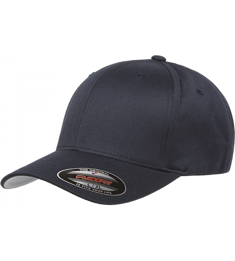 Baseball Caps Original Flexfit Wooly Cotton Twill Cap 6277- Stretch Fit Baseball Cap w/Hat Liner - Dark Navy - CB1803L4GC9 $2...
