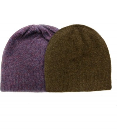 Skullies & Beanies Knitted Warm and Soft Premium Wool Mix Skull Cap Beanie Hat for Men and Women - Purple/Brown - CE18HWEOK5Q...