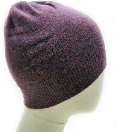 Skullies & Beanies Knitted Warm and Soft Premium Wool Mix Skull Cap Beanie Hat for Men and Women - Purple/Brown - CE18HWEOK5Q...