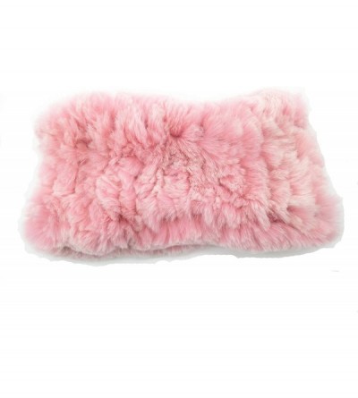 Cold Weather Headbands Women Winter Cold weather Rex Rabbit Fur Knitted Headbands - Pink - CY183S4Q7XW $11.64