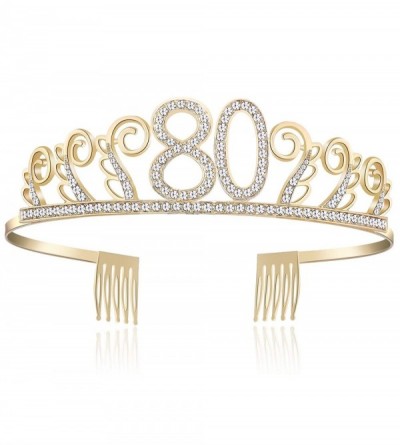Headbands Birthday Rhinestone Princess Silver 21st - Gold-80th - CQ18O7E5LOD $27.99