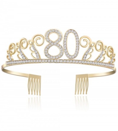 Headbands Birthday Rhinestone Princess Silver 21st - Gold-80th - CQ18O7E5LOD $10.24