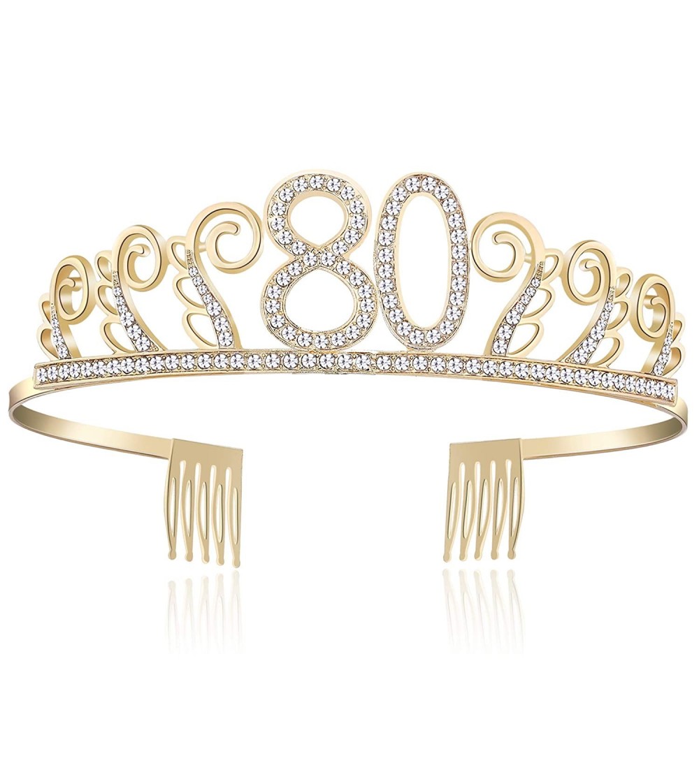 Headbands Birthday Rhinestone Princess Silver 21st - Gold-80th - CQ18O7E5LOD $10.24