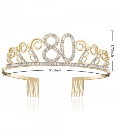 Headbands Birthday Rhinestone Princess Silver 21st - Gold-80th - CQ18O7E5LOD $10.24