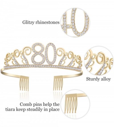 Headbands Birthday Rhinestone Princess Silver 21st - Gold-80th - CQ18O7E5LOD $10.24